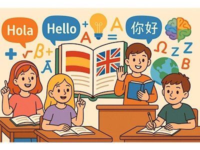 Дети в классе изучают иностранные языки